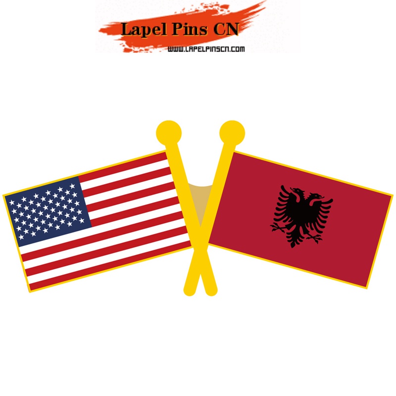 USA Albania flag pins