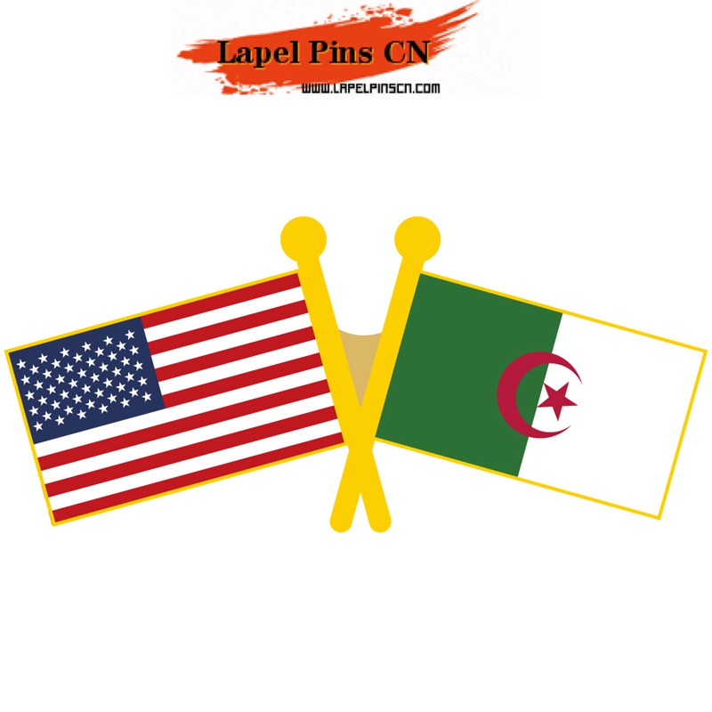 USA Algeria flag pins