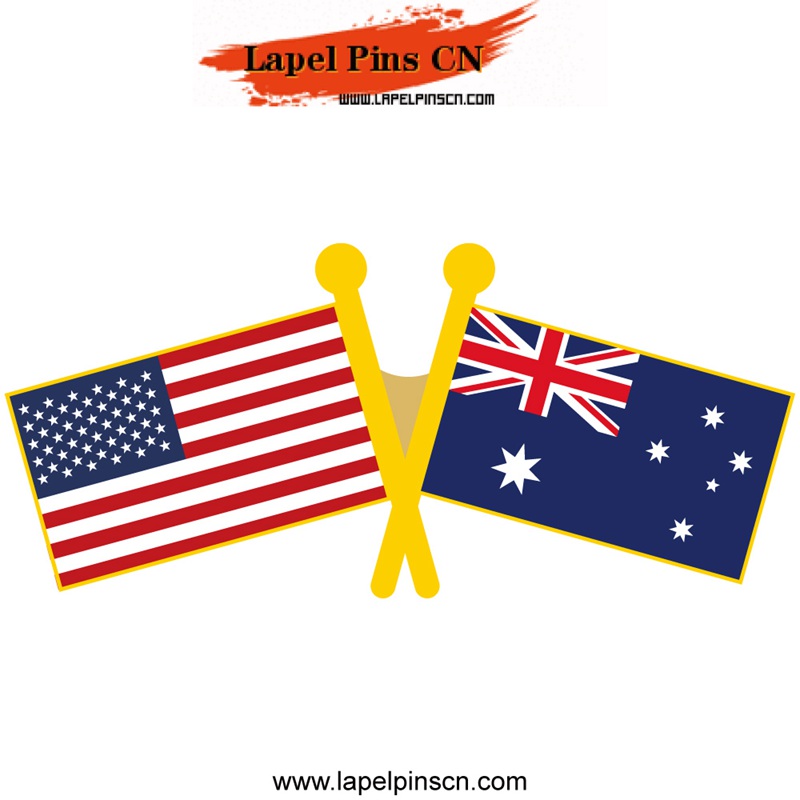 USA Australia flag pins