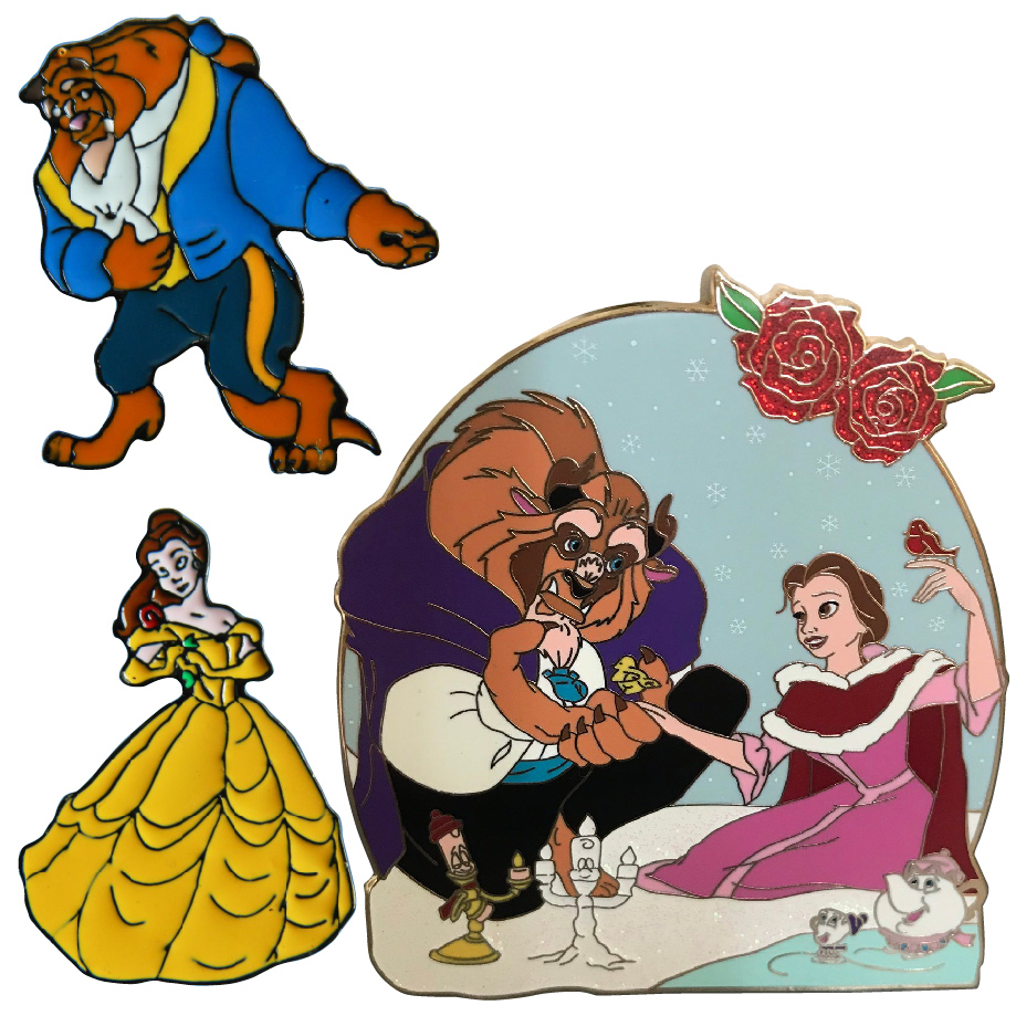 beauty and the beast enamel pins